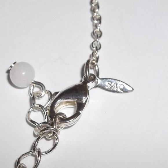 SAQ Y Necklace and Earring Set Silver Faux Pearl Ivory Cream Beige Beaded C446 - Picture 5 of 6